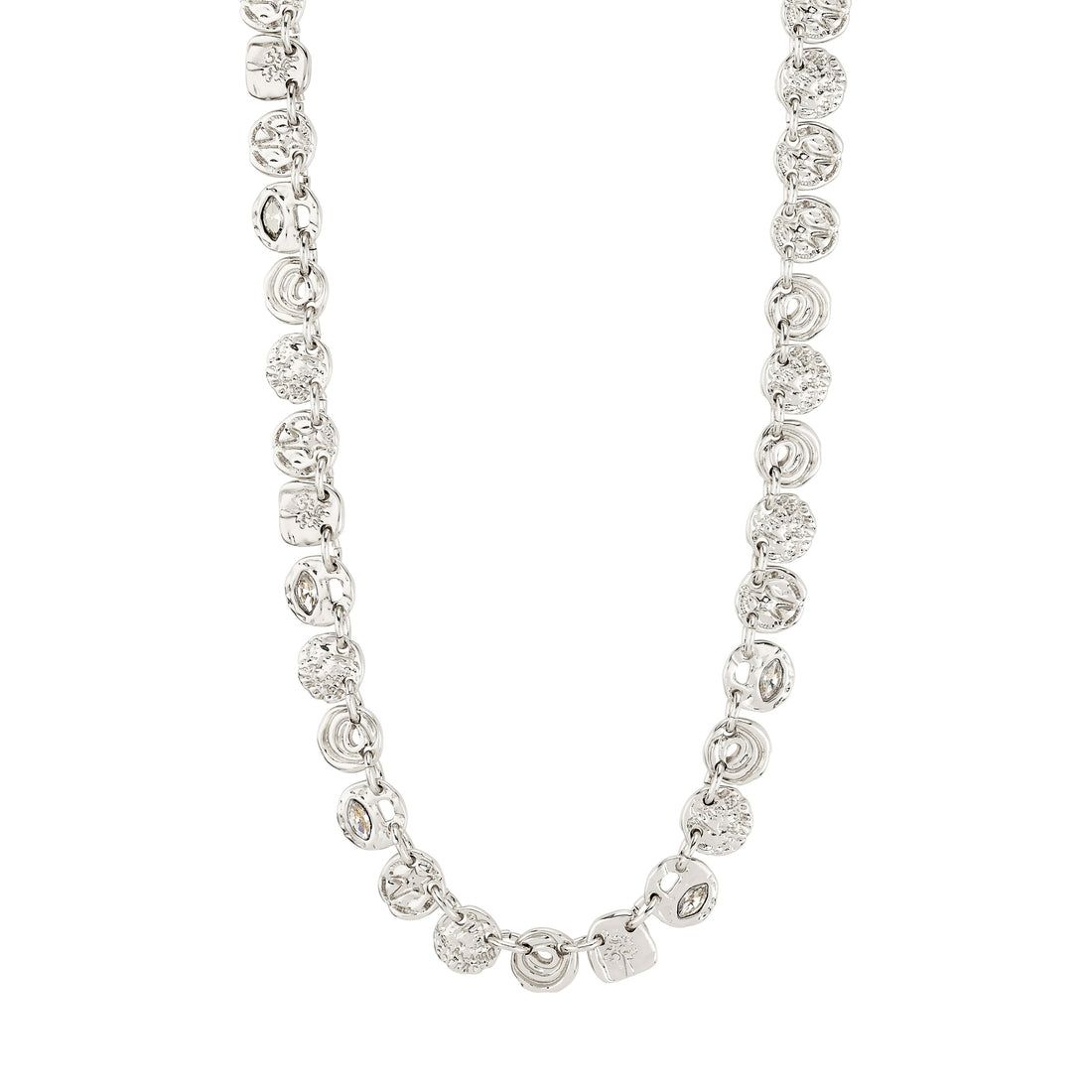 Pilgrim Silver Fire Coins &amp; Crystal Necklace