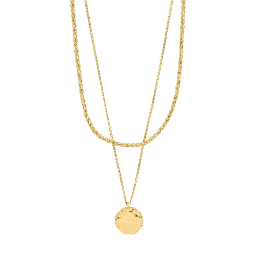 Pilgrim Gold Declan Braided Chain and Coin 2-in-1 Necklace
