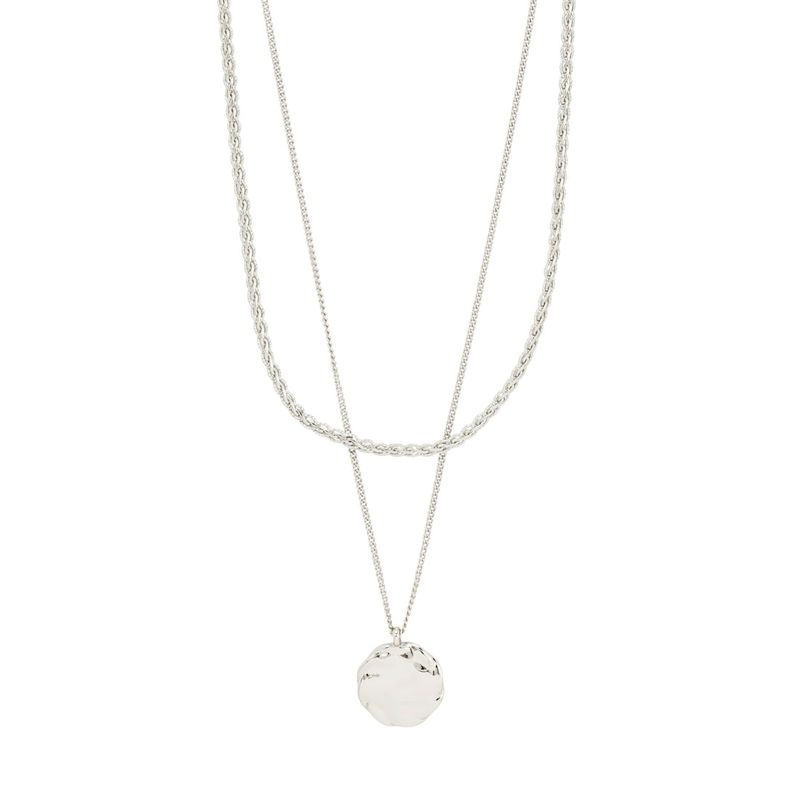 Pilgrim Silver Declan Braided Chain and Coin 2-in-1 Necklace
