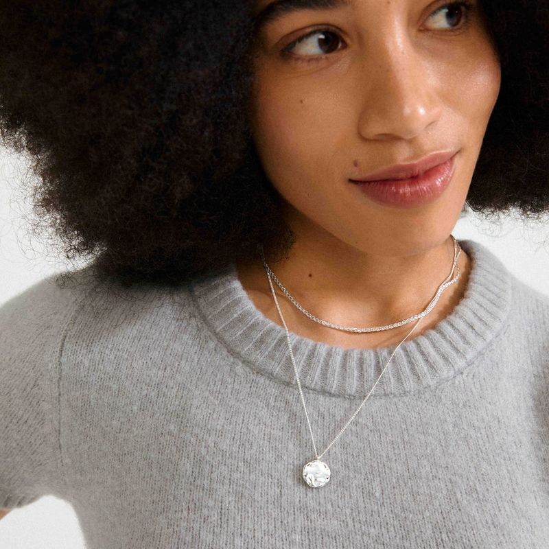 Pilgrim Silver Declan Braided Chain and Coin 2-in-1 Necklace