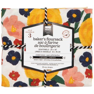 Now Designs Baker's Floursack Dishtowels (Set of 3) - Full Bloom