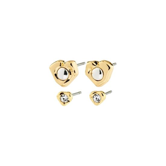 Pilgrim Gold Nova Heart (2-in-1) Earring Set