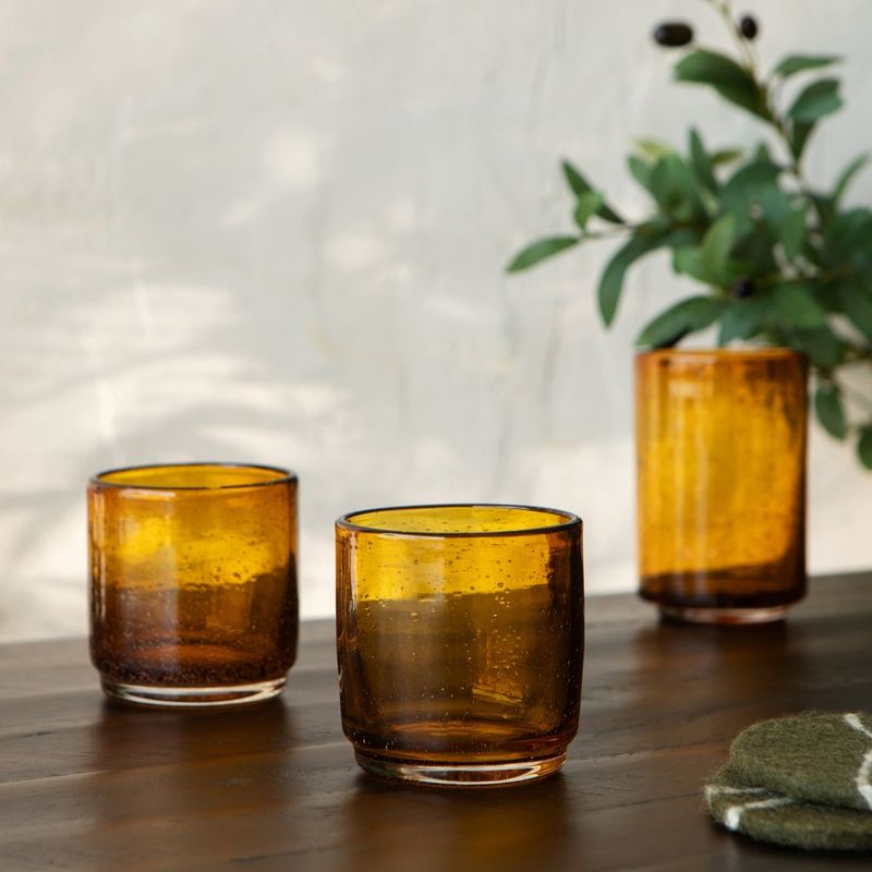 Danica Bubbled Tumbler 12 oz Glass | Amber