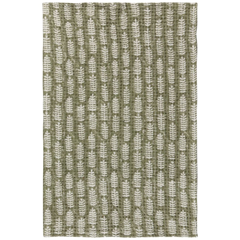 Danica Heirloom Block Print Waffle Dishtowel - Fern