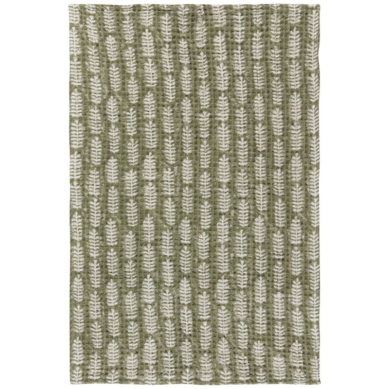 Danica Heirloom Block Print Waffle Dishtowel - Fern