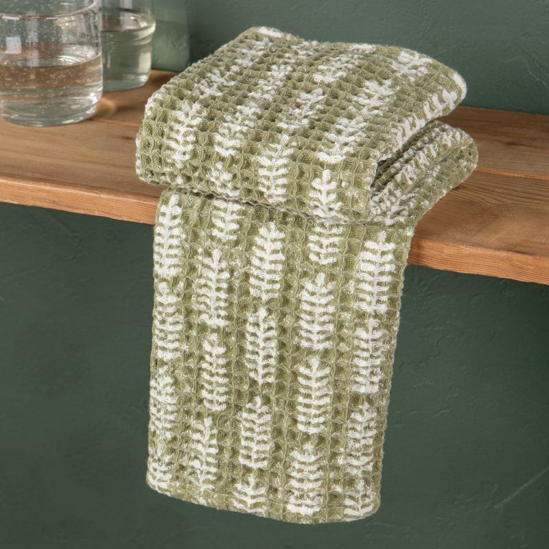 Danica Heirloom Block Print Waffle Dishtowel - Fern