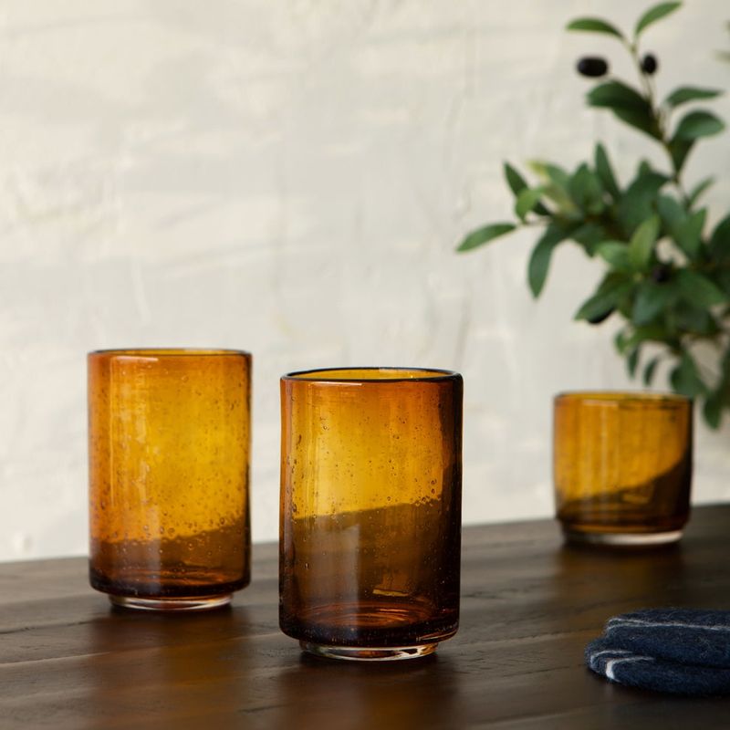 Danica Bubbled Tumbler 17 oz Glass | Amber
