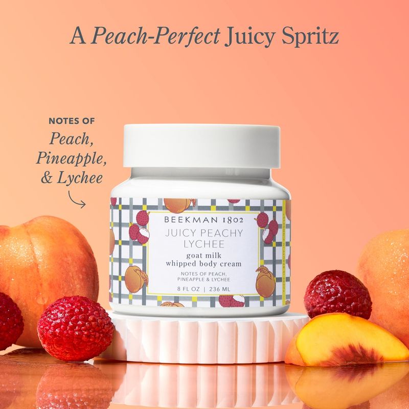 Beekman 1802 Goat Milk Whipped Body Cream 8oz | Juicy Peach Lychee