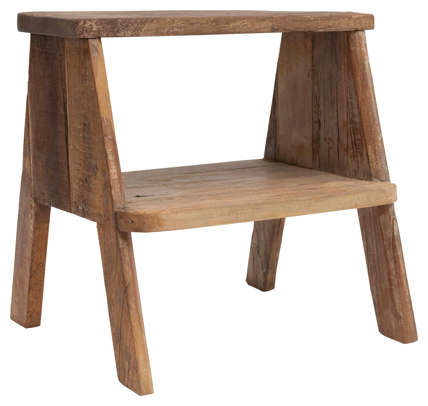 Reclaimed Wood Step Stool/Accent Table with Shelf