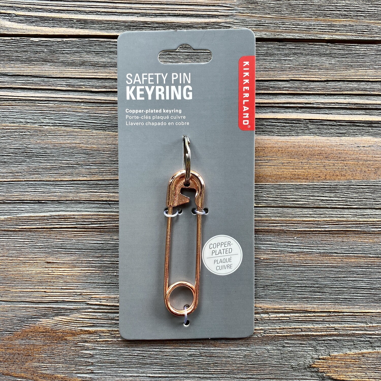 Copper Safety Pin Keyring