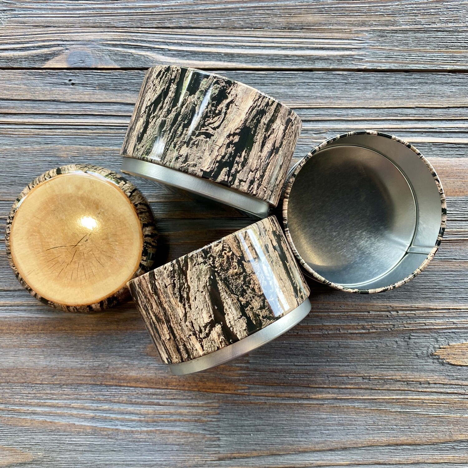 Stacking Wood Tin Canisters