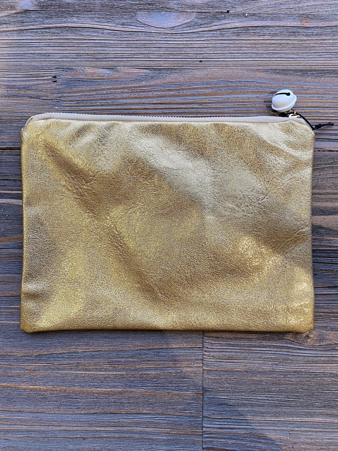 10 x 7 Gold Fabric Pouch With Jingle Bell
