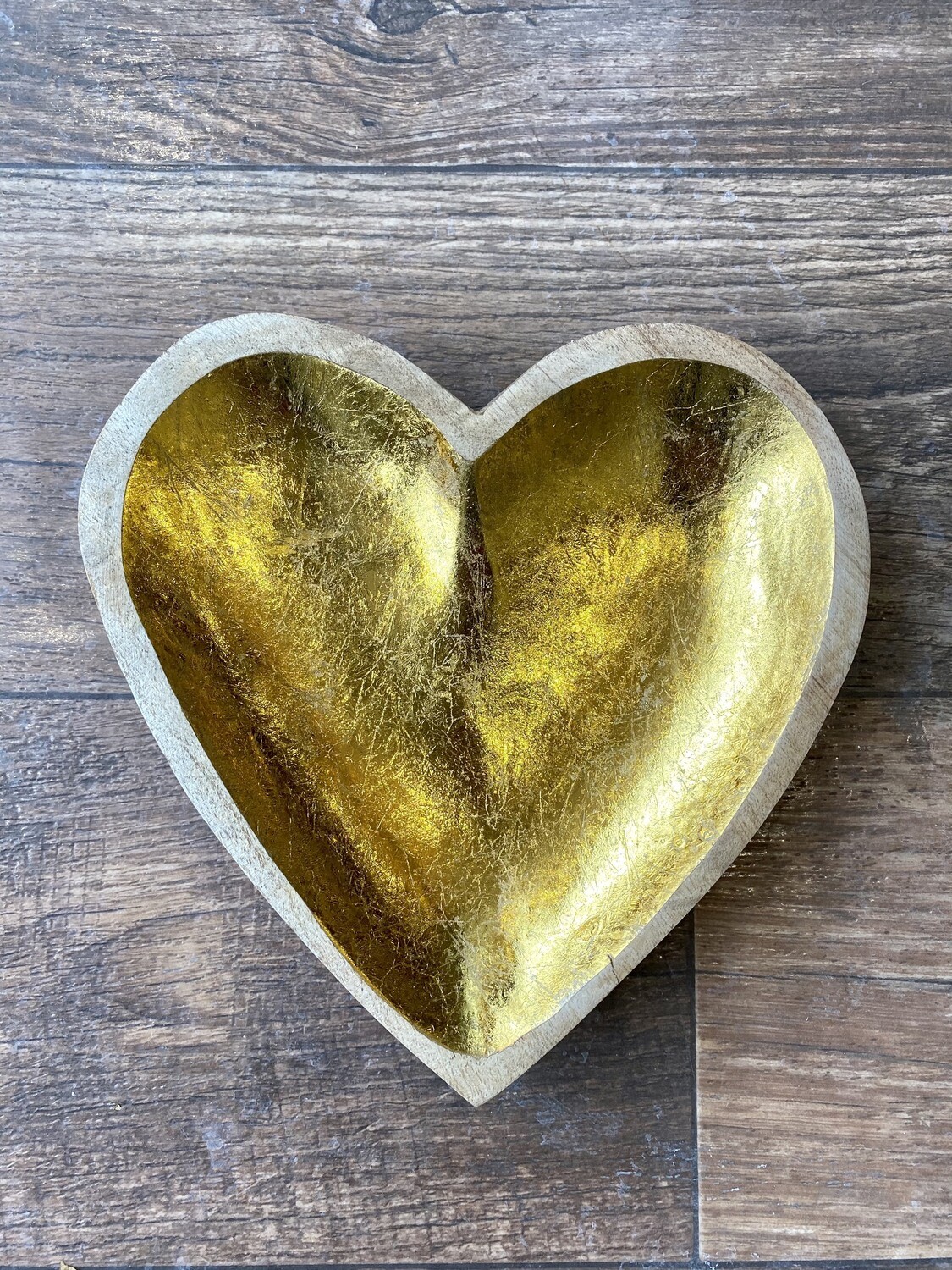 Mango Wood Heart With Gold
