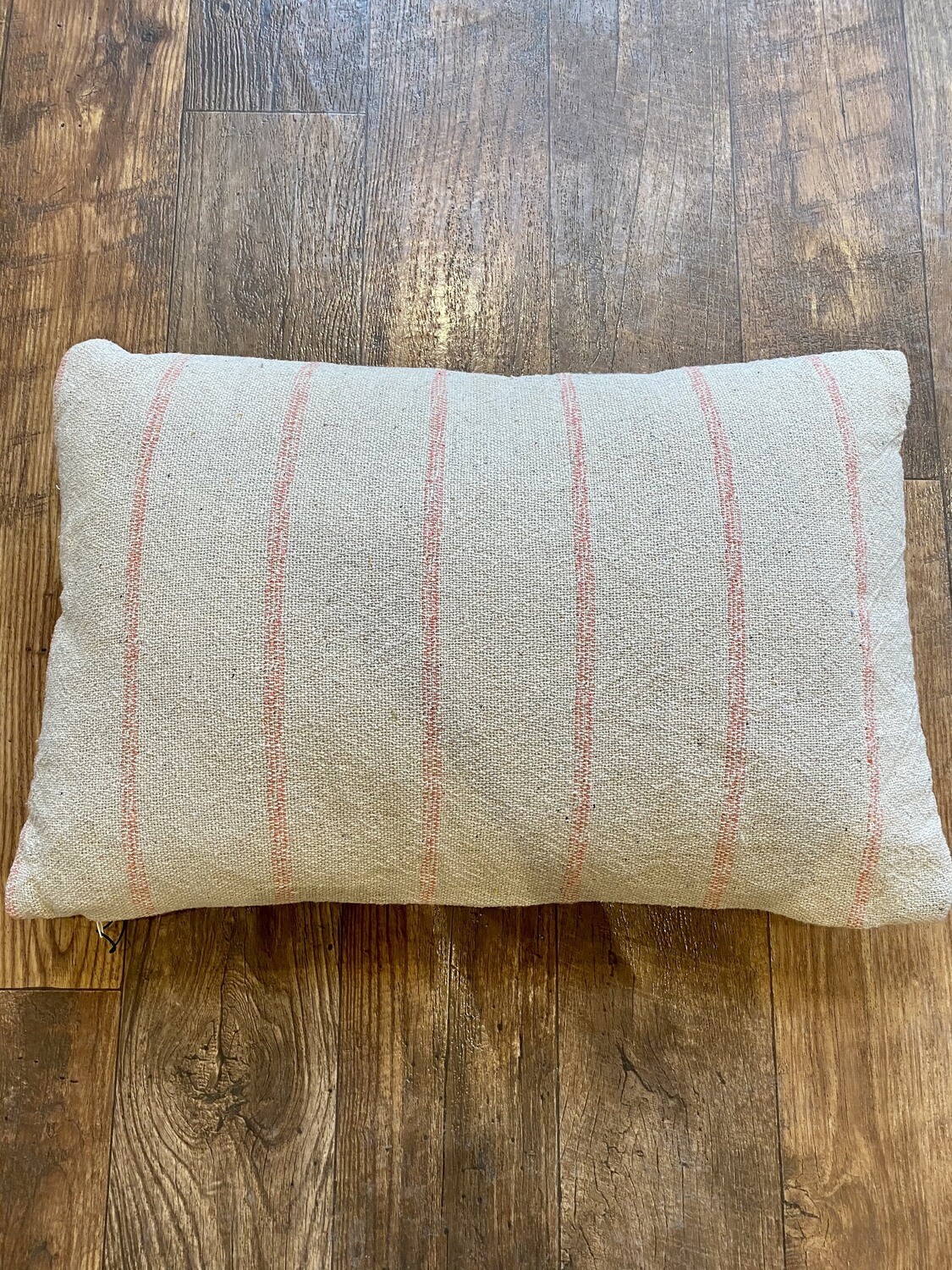 24 x 16 Woven Recycled Cotton Blend Lumbar Pillow Pink Stripes