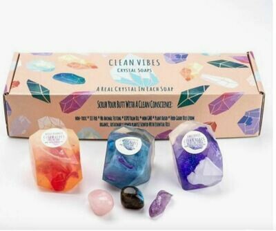 Clean Vibes Crystal Soap Rocks with Gemstones