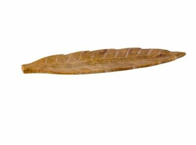 Soapstone Incense Holder Carved Leaf Natural