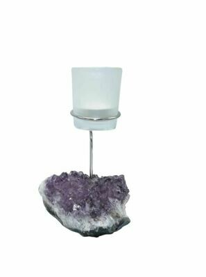 Amethyst Silver Wire Candle Holder