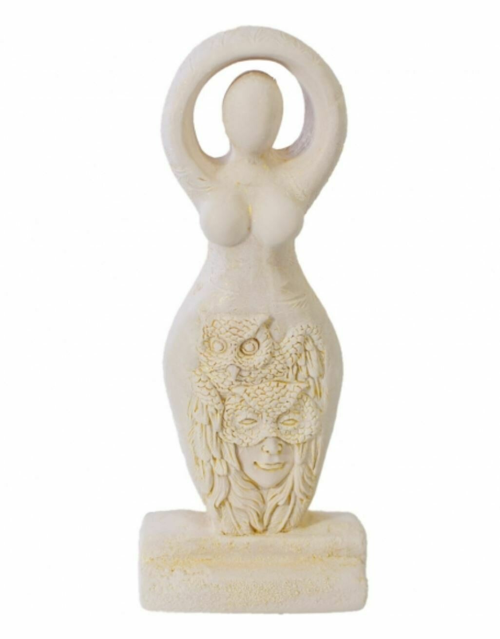 Gypsum Cement Owl Goddess Figurine