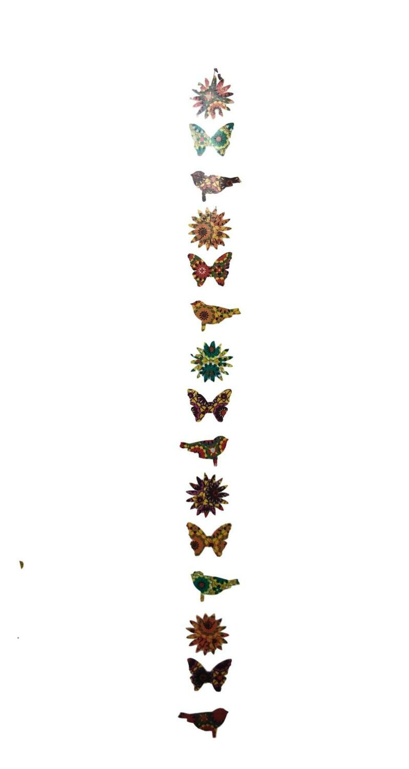 Suzani Print Mixed Paper Garland Butterflies, Suns and Birds 64