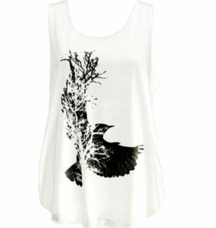 Dove in a Tree Print Ivory Tank Top
