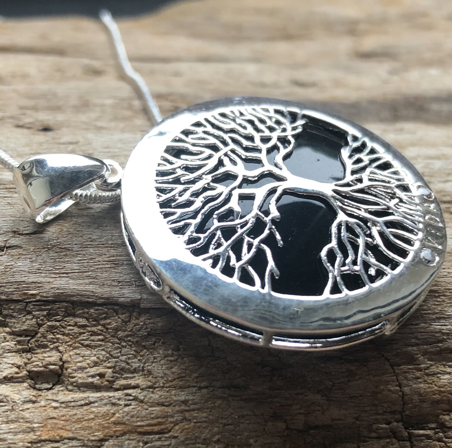 Tree of Life Natural Black Onyx Pendant Necklace
