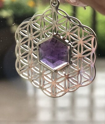 Sacred Geometry Amethyst Pendant Necklace