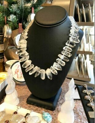 36 Point Winter Quartz Crystal Points Beaded Necklace