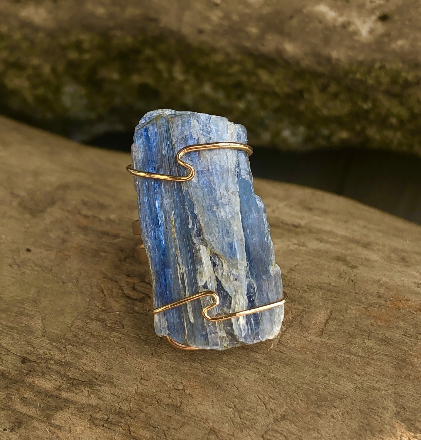 Raw Blue Kyanite Wire Wrapped Ring