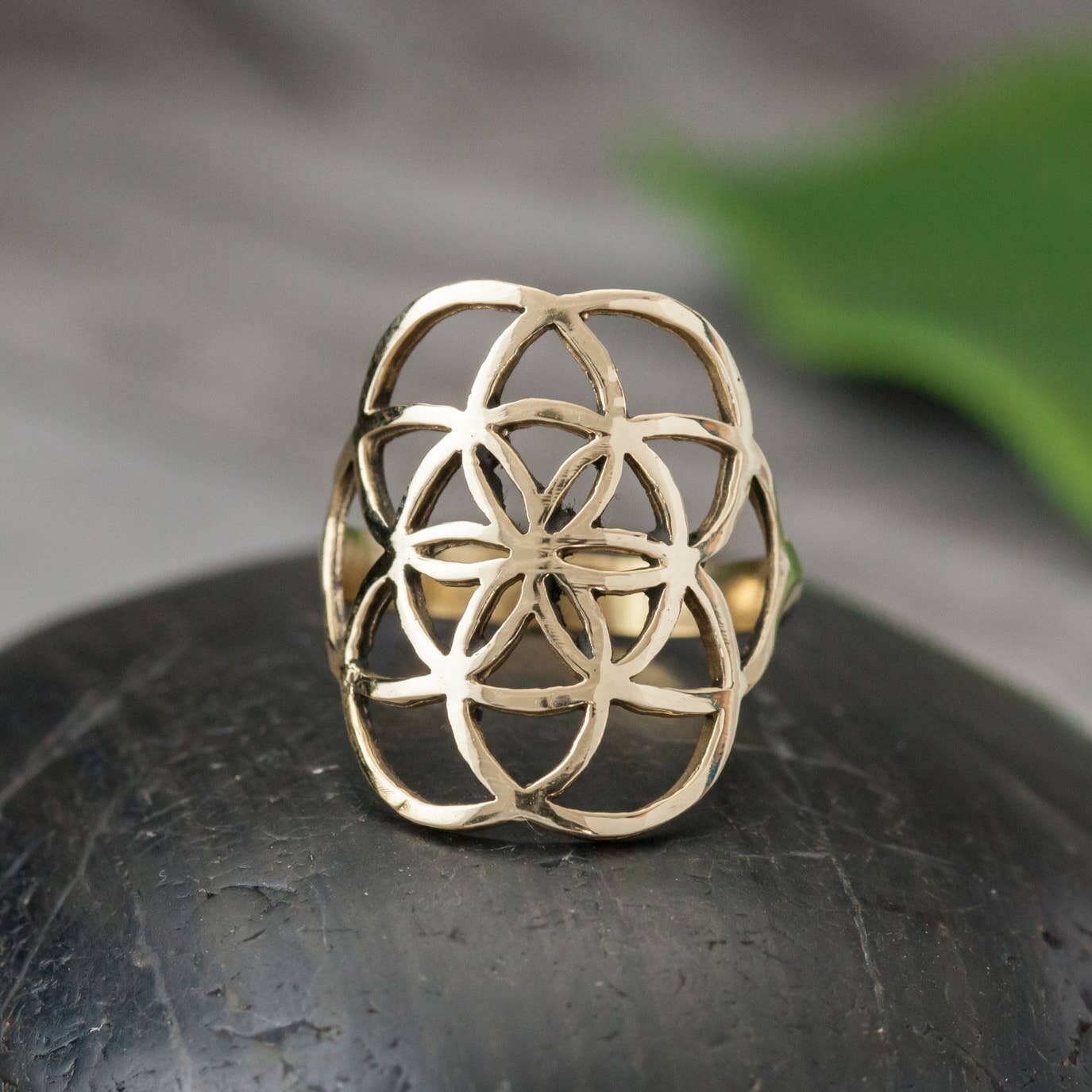 Brass Seed of Life Ring