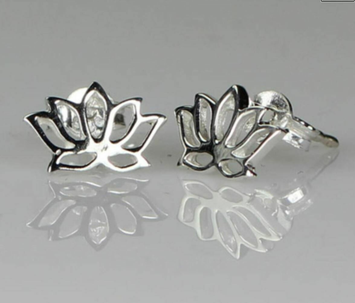 Lotus Flower Sterling Silver Stud Earrings