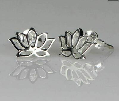 Lotus Flower Sterling Silver Stud Earrings
