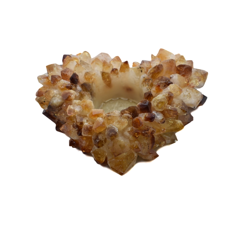 Large Citrine Point Heart Shaped Candle Holder