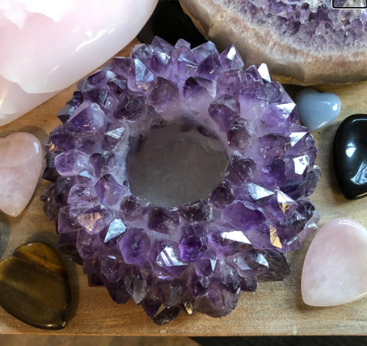 Large Amethyst Point Votive Candle Holder