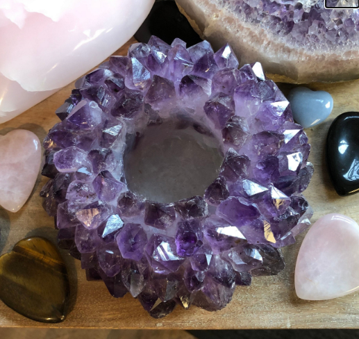 Large Amethyst Point  Votive Candle Holder