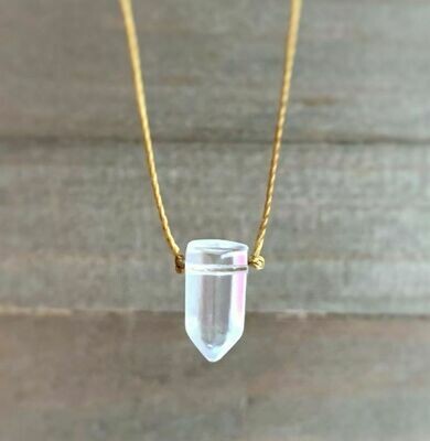 Quartz Crystal Point Necklace on Cord