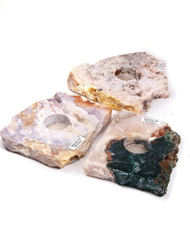 Pink Amethyst Slab Candle Holder