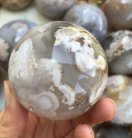 Large Flower Agate Sphere