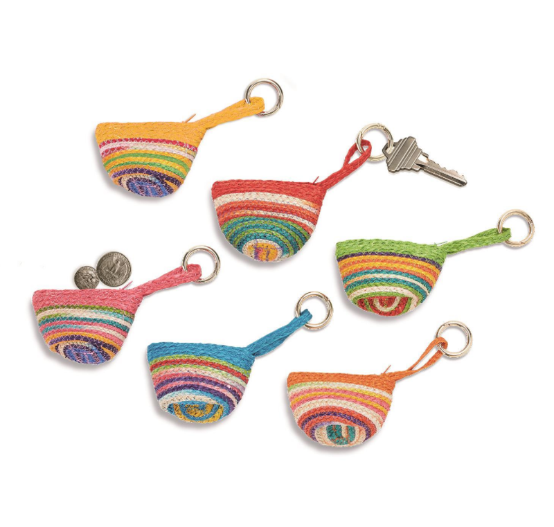 Sisal Wicker Coin Purse with Gold Ring