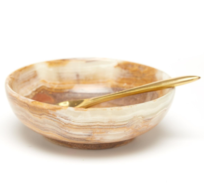 Onyx-Marble Bowl with Golden Spoon in Gift Box