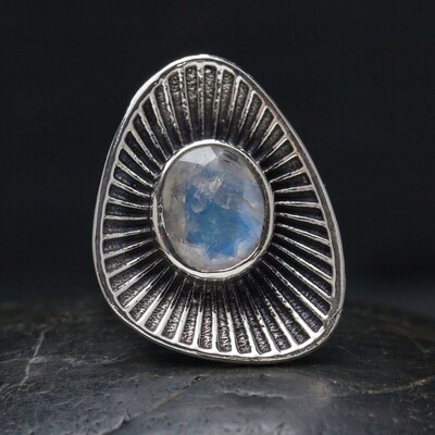 Sterling Silver Moonstone Lily Pad Ring