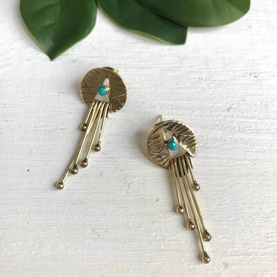 Brass Fringe Dandles with Turquoise