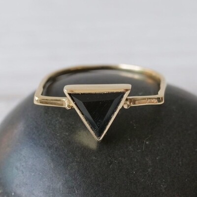 Brass Onyx Triangle Ring