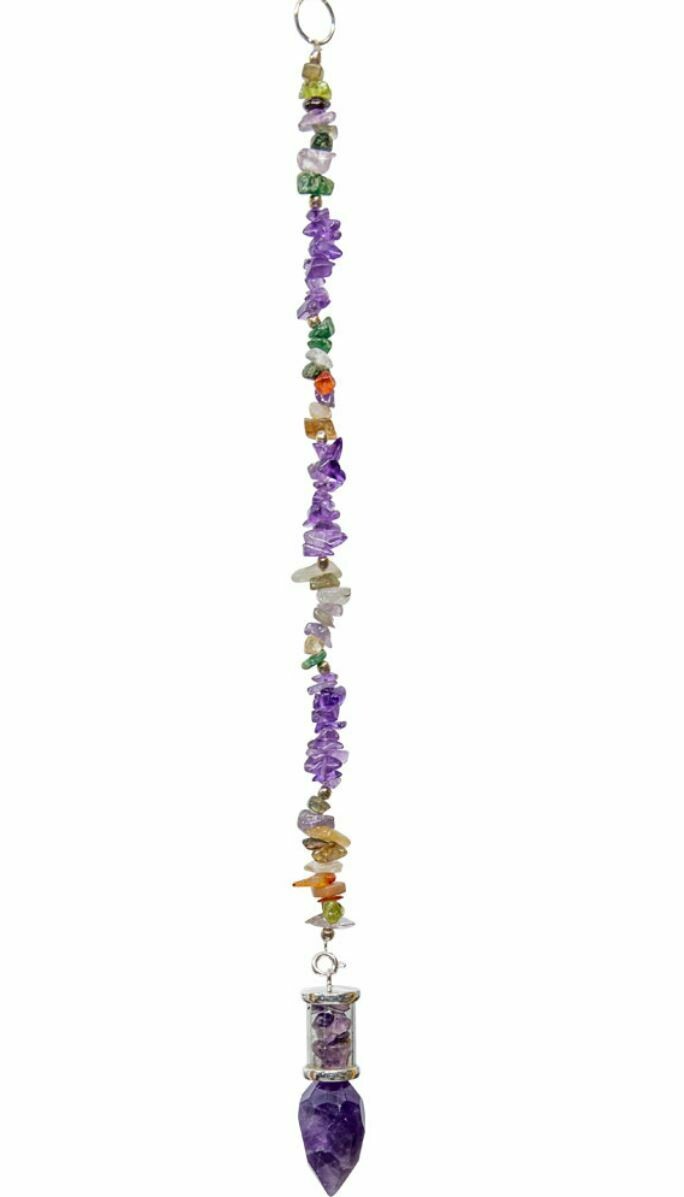 Glass Tube Pendulum with Faceted Amethyst Chips Pendulum
