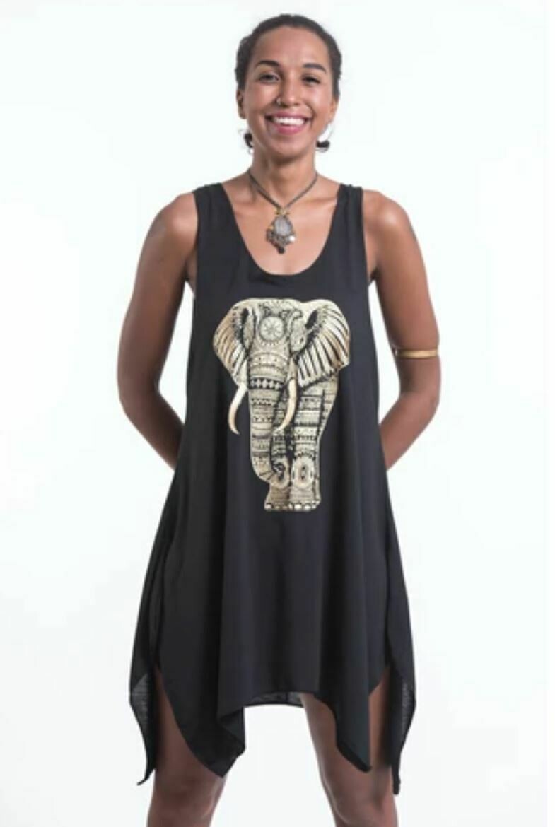 Super Soft Cotton Tribal Elephant Tank Dress