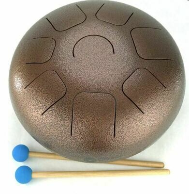 432 Hz Metal Chakra Drum Logo Brown 12