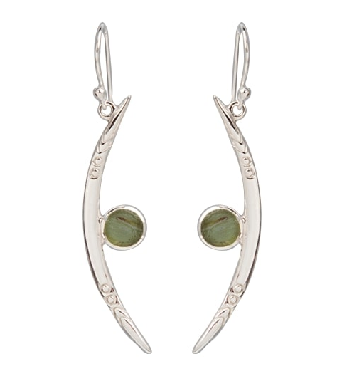 Moldavite La Luna Crescent Moon EarringsEarrings