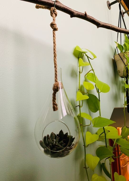 Touch of Nature 12.5” Hanging Glass Tear Drop with Rope
