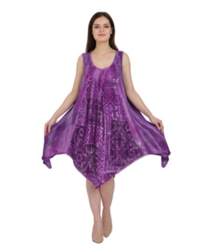 Purple Tie-Dye Printed Panels Fairy-tale Dress