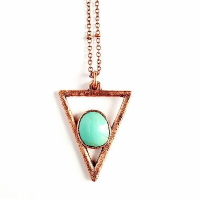 Southwest Turquoise Copper Triangle Necklace
