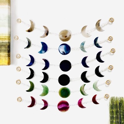 Black Agate Moon Phase Wall Hanging